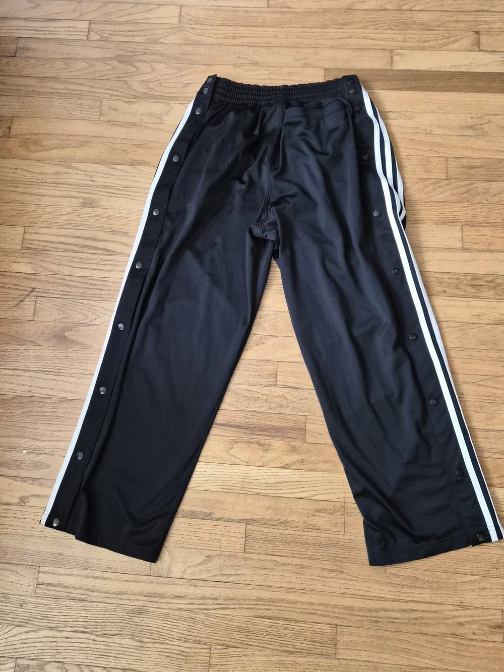 90s/Y2K Unisex Adidas Black & White Tear Away Snap Up Lined Track Pants Size S